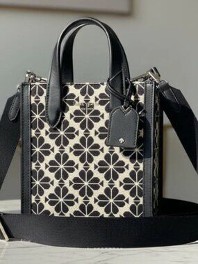 Kate Spade Manhattan Mini Tote Blue Floral Jacquard Leather Crossbody
